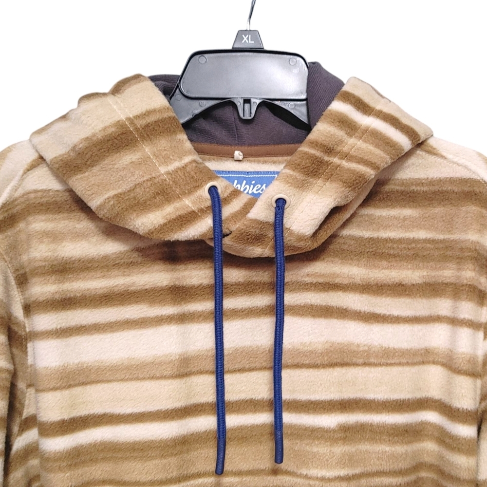 Chubbies Brown Stripes Pullover Fleece Drawstring Hoodie Mens Size Large L - Picture 3 of 10
